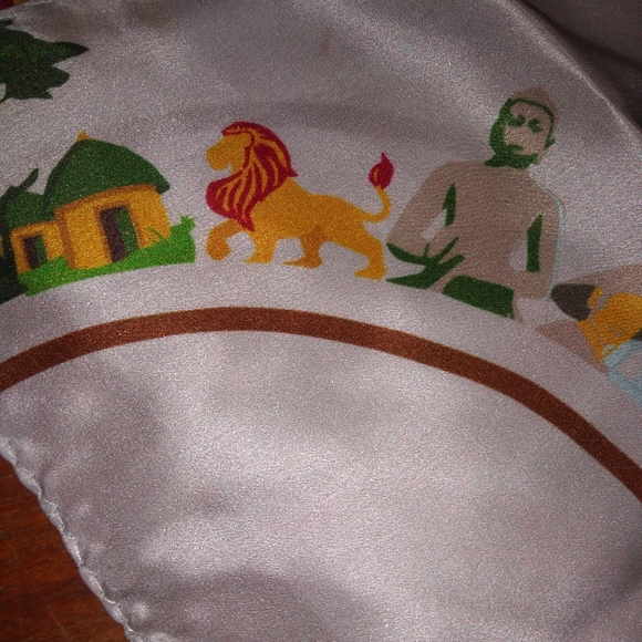 Long Scarf, 100% Silk, Hand Made Travel Theme, Africa, Brazil, France, A… - Picture 5 of 9